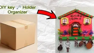 How to make key holder make at home /key ring holder to beautiful cardboard  hanging for home decor 
