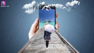 3D Mobile Out Of Bridge - Mobile Manipulation In Photoshop - Photoshop Tutorial