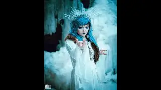Ice queen cosplay photoshoot with model jackalope