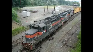 Guilford Rail System Train EDMO with SD26 619 Leading East Deerfield MA August 2003 RM