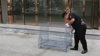 Foldable Metal Galvanized Wire Mesh Container