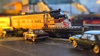Metro-North, CDOT FL9s with Amtrak RTL Turboliner runsbys at sunset.  N scale compositions etc...