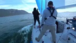 torn spinnaker - Around Lummi 2018 part 2 HRAVN sailboat racing from Bellingham Bay