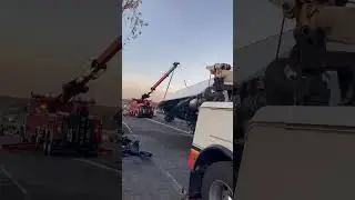 Miles towing recovering a over turned tractor trailer #rollover #recovery #towlife #wrecker