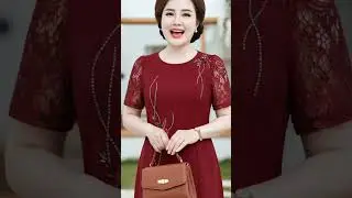 Plus-size A-line dress for middle-aged women #fashion #plus-sizedress #fashion