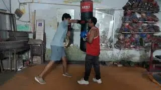 Kaushik kit bag practice with coach anil boxer training call 9989791988 DMBC boxing club Indra pryad