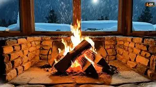 6 Hours of Snowy Cabin Fireplace ❄️🔥 Cozy Fire Sounds for Sleep, Relaxation & Winter Ambience