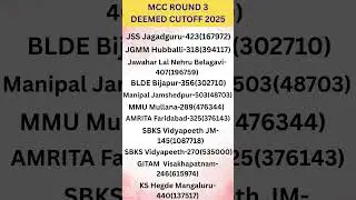 MCC Deemed Round 3 MBBS Cutoff 2025 || MBBS Cutoff 2025 || Deemed #mbbs2025 #mbbs #mbbscutoff2025