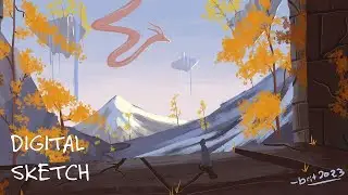 Exploring Ancient Ruins : Digital Landscape Sketch June 2nd