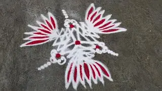 Lotus design rangoli//side border design//latest muggulu// traditional muggulu//beautiful rangoli .