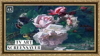 Flowers Bouquet Gold Frame TV Art Screensaver 4K | Vintage Floral Wall Art For TV