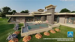 5 Bedroom Contemporary Ranch Rambler Bungalow House Plan