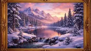 Beautiful Winter Gold Frame Art TV