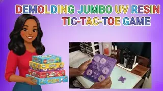 Demolding jumbo UV resin Tic Tac Toe Game.