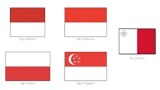 Country Flags with similar color but different pattern #facts #flags #red #white