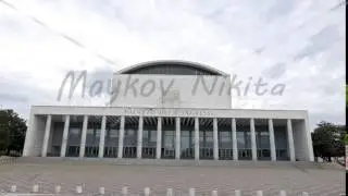 Palace of Congresses (Palazzo di Congressi). EUR district. Rome, Italy. 4K