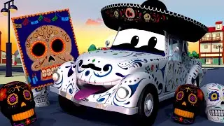 Tom the Tow Truck is Disney Pixar Coco - DIA DE LOS MUERTOS with The Car Patrol in Car City