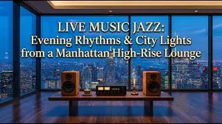 Night Jazz Apartment City View LIVE 🌃 Calm Piano Music for Sleep & Relaxation