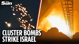 Terrifying moment cluster bombs rain down in Tel Aviv as Iran launches barrages of ballistics