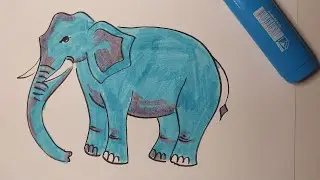 How to Draw a Cartoon Blue Elephant 🐘 easy drawing ✎
