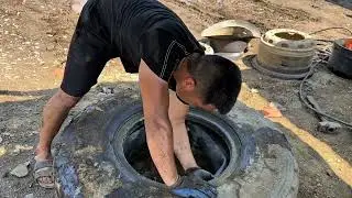 A har working day of a tire repaiman
