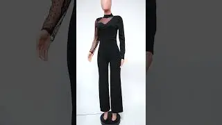 JR181 Polka Dot Mesh sleeve Prom Jumpsuits (white/black)