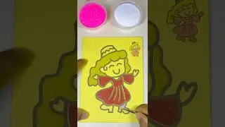 Sand painting cute little girl #relaxing #satisfying #sandart #cute #shorts
