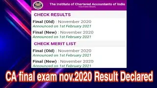 CA final exam november2020 result declared | ca final result