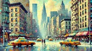New York City - Impressionist Painting | TV ART Backdrop | NYC Street Scene Wallpaper | 4K