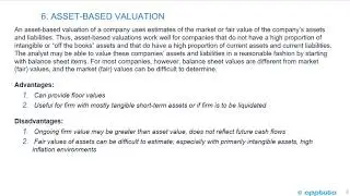 describe asset-based valuation models and their use in estimating equity value;