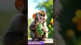 Baby Monkey Sitting Outside  Eating Bitter gourd..!!🐒🐒#babymonkey #monkey #animallovers #monkeyvideo