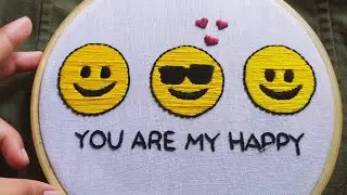 Emoji  Embroidery tutorial 😀😎|| World emoji day 17, July 2020 || Embroidery for beginners ||