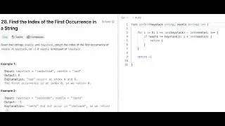 LeetCode: 28. Find the Index of the First Occurrence in a String (Golang & Java)