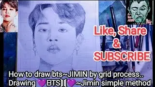 How to draw 💜ᗷTS⟭⟬💜--JIMIN.. #drawing bts jimin by grid process#how #drawing #sketching #bts