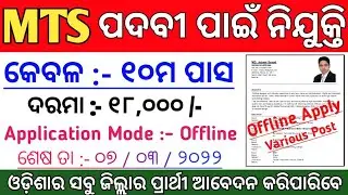 10th Pass MTS Jobs 2022 ! Salary : 18000 ! Odisha Job Updates 2022 ! Odisha Job ! Odisha Govt Jobs