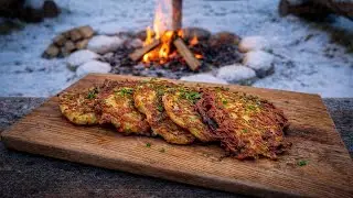 Potato Pancakes on Fire  | Winter Outdoor Cooking