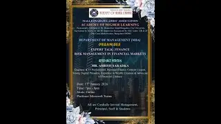 EXPERT TALK | FINANCERISK MANAGEMENT IN FINANCIAL MARKETS