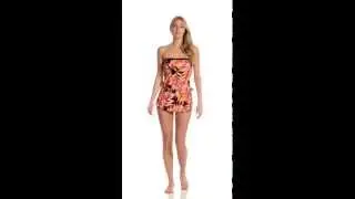 Maxine Tonal Leaf Bandeau Sarong One Piece | SwimOutlet.com