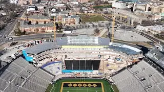Drone View Of Mizzou&rsquo;s Memorial Stadium Centennial Project End Zone Renovations - Columbia, Missouri