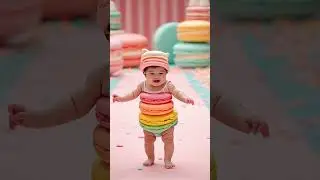 🌈🍬The Sweetest Runway Star! 🍬🌈#MacaronMagic #TooSweetToEat #DessertDreams #sugarrushbaby #baby
