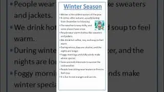 Essay on Winter Season #shorts #youtubeshorts #winter #season #rain #fog #smog #weather#spring#essay