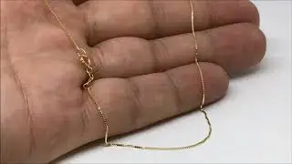10k Yellow Solid Gold Mirror Box Chain Necklace, 0.6mm