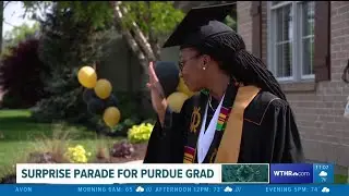 Surprise parade for Purdue grad