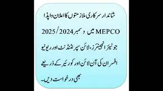 |MEPCO Jobs December 2024 / 2025 WAPDA Success spectrum job information