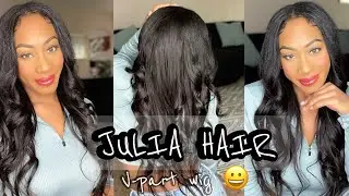 Парик с V-образной частью, прямая текстура, установка парика, Ft. Julia Hair