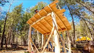 Wilderness Shower Build: Logs, Framing, Roof.  #82