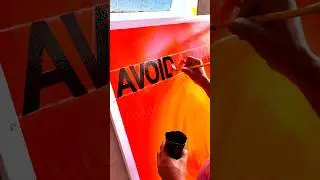 Wall Board Writing Painting with Flat Brush #art #painting #writing #shorts #youtubeshorts