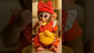 Cute Tiny Monkey vs A Handful of Chips..Who will Win ? 🐒🍟🤣 😋#cutemonkey #monkey #cuteanimals #funny