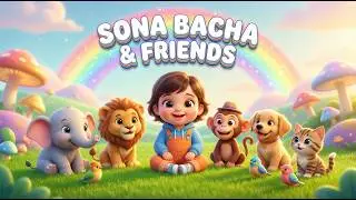 Cute Animals Meet Smart Sona Bacha 🐘🦁🐶 | Fun Kids Poem