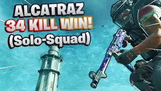 34 KILL SOLO-SQUAD ALCATRAZ WIN! (No-Fill) | CoD Blackout